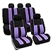 FH Group Car Seat Covers (Purple, Universal Fit) - Cloth, Full Set, Low Back, Airbag Compatible, Split Bench Rear Seat Cover for SUV, Sedan, Van