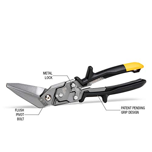 ToughBuilt Straight Offset Long Cut Aviation Snips One Handed Lock