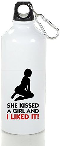 Hangren She Kissed A Girl And I Liked It Sport Aluminum Water Bottle - 400/500/600ml 14/17/21oz White Drinking Climbing Cups