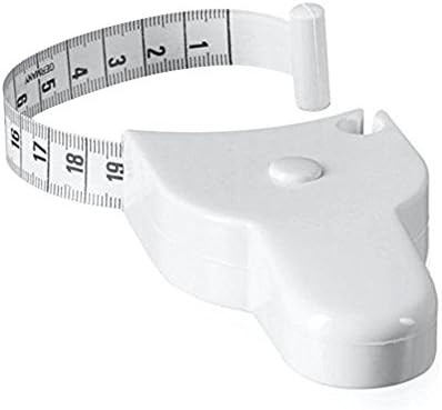 Freshday Body Fat Tape Measure Handle Cloth Ruler, Push Button Retraction and Locking Pin Design (White)