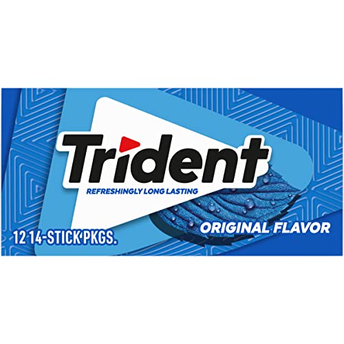 TRIDENT FLAVOR SUGAR FREE GUM PACKS OF 14 PIECES TOTAL PIECES, ORIGINAL, 168 COUNT, (PACK OF 12)