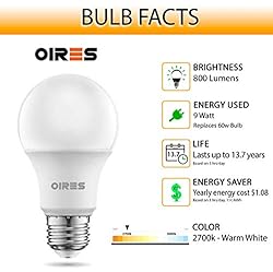 Oires 60W Equivalent LED Light Bulb 800 Lumens A19