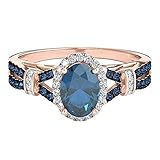WillowswayW Women Oval Shiny Blue Rhinestone Bride Engagement Wedding Ring Fashion Jewelry Gift