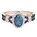 WillowswayW Women Oval Shiny Blue Rhinestone Bride Engagement Wedding Ring Fashion Jewelry Gift