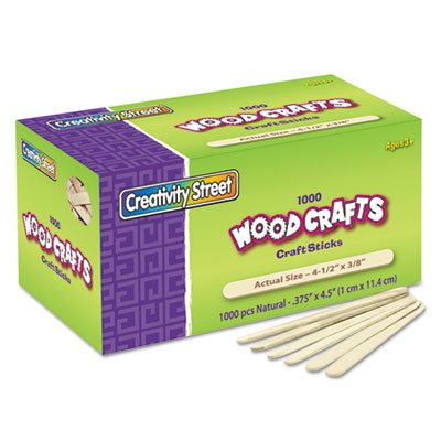 Chenille Kraft Natural Wood Craft Sticks, 4 1/2 x 3/8, Wood, Natural, 1000/Box