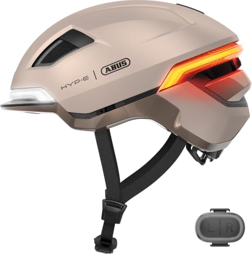 ABUS Bike Helmet HYP-E - Helmet with Front Light, Size S, Beige