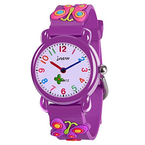 LET'S GO! Christmas Best Gifts for 3-10 Year Old Girls, DIMY Kids Watches 3D Cute Cartoon Waterproof Silicone Stocking Stuffer Fillers Hot Top Popular Toys for 3-12 Year Old Girls Purple DMKW1