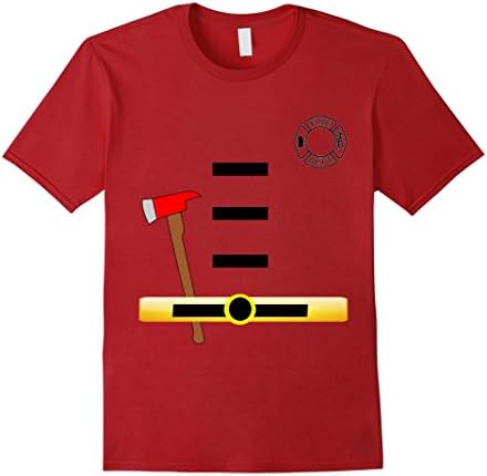 Men's Fireman Firefighter Uniform Halloween Costume T-Shirt Medium Cranberry