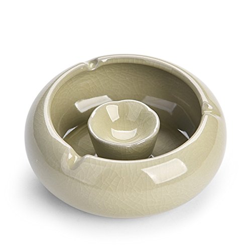 SSBY Creative Ceramic Ashtray Tuba Bedroom/Living Room Personalized Ceramic Ashtray Modern Simple Ceramic Ashtray 13Cm Yellowish Rice