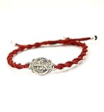 MIZZE Made for Luck Men's Red String Bracelet with Sterling Silver Coin Protection Charm Adjustable - Waterproof 7.5