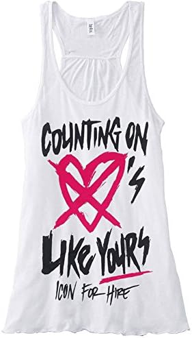 Icon For Hire Women's Counting On Hearts Womens Tank Large White