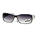 CG Eyewear Rhinestone Studded Narrow Rectangular Designer Fashion Sunglasses Black Clear