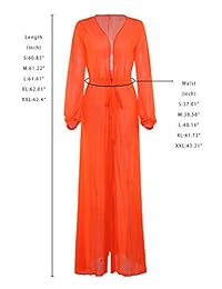 Vestido cobertor de traje de baño sexy, de malla delgada, manga larga, de playa, para dama, con lazo delantero