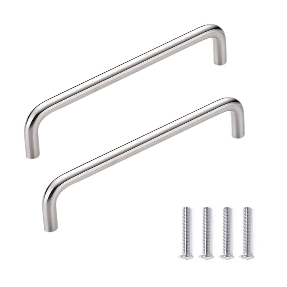 SYDARSYN 2 Pieces Furniture Handles Stainless Steel Bow Handle Kitchen Door Handles Solid Brushed Cupboard Drawer Handle Pull Cabinet Handle Hole spacing 128mm