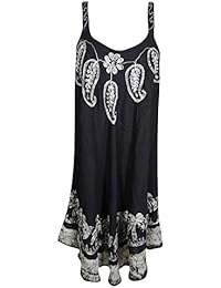 Womens Summer Strap Dresses Batik Embroidered Relaxed Lounger OneSize