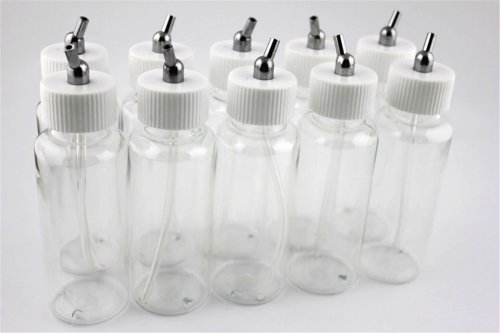 ABEST NEW 10PCS Airbrush Air Brush Plastic Bottle Jar 100cc / Standard Suction Lid