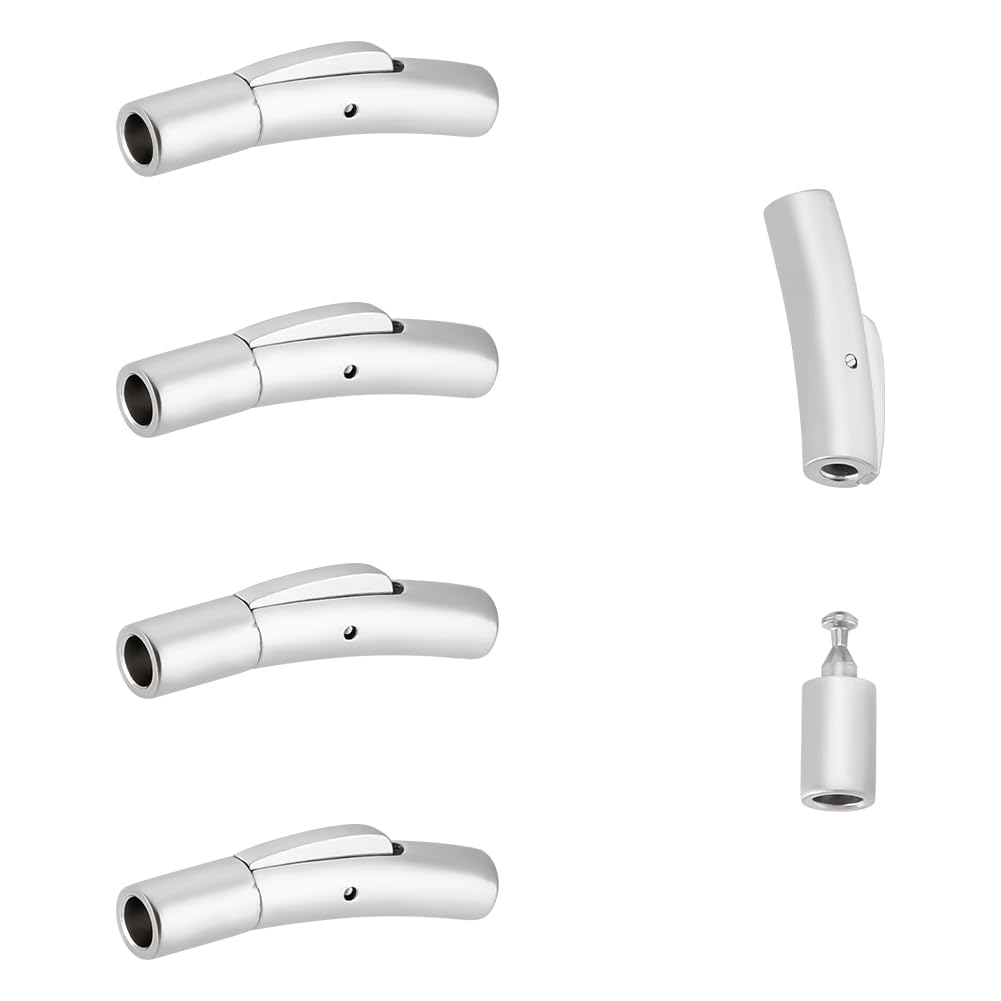 UNICRAFTALE 5Pcs Bracelet Necklace Clasps 304 Stainless Steel Bayonet Clasps Column Cord Clasps Tube Jewelry Clasps with Push Button 3mm Hole for Bracelets Necklaces Jewelry Making