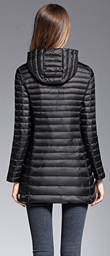 Elezay Women's Winter Light Weight Down Jacket Hooded Coat Black M