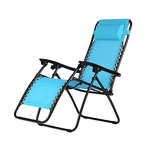 HOME BI Adjustable Zero gravity chair with Pillow, Folding Lounge Recliner Chair for Outdoor/Ind ...