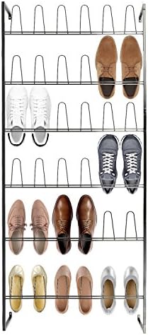 Wall Mounted Black Metal 36 Hook Shoe Rack