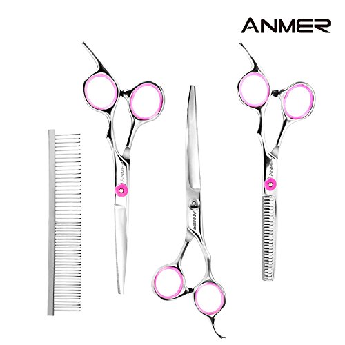 ANMER-Pet-Grooming-Scissors-Kits4-pairs-For-Body-Face-Ear-Nose-Paw-for-Small-Medium-Large-Dogs-and-Cats-Sharp-and-Strong-Stainless-Steel-Blade-without-Harmful-to-Dogs-and-Cats