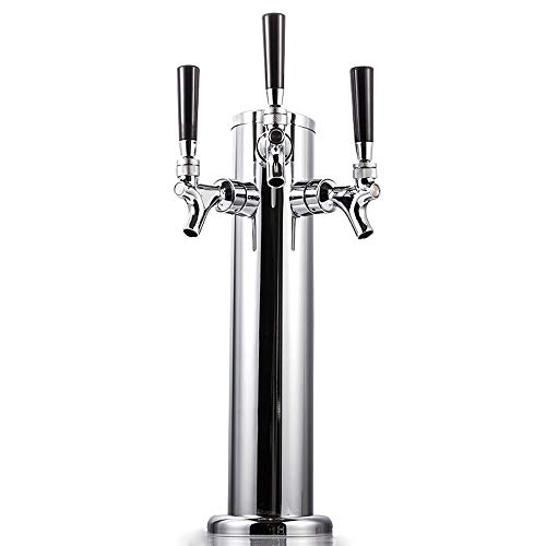 Lfhelper 3-Faucet Beer Tower Stainless Steel Triple Beer Tower Dispenser Kegerator 14.17"(360mm) Height 2.99"(76mm) Dia 47.24"(120cm) Length Tube - Thumbnail 2