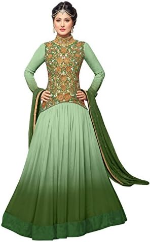 Vibes Women`s Georgette Patch Work Anarkali Dress Material