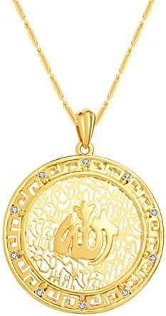 IFFURMON Vintage Allah Necklace Islamic Jewelry Gold Plated Imitation Crystal Pendant