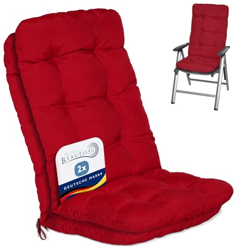 Beautissu 2er Set Hochlehner Auflagen Sitzpolster für Gartenstühle Outdoor