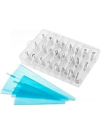 Vastar 30 in 1 Cake Decorating Supplies, 24 Pieces Professional Stainless Steel DIY Icing Tip Set Tools with 3 Reusable Coupler & Storage Case & 3 Sizes Reusable Silicone Cake Decorating Pastry Bags