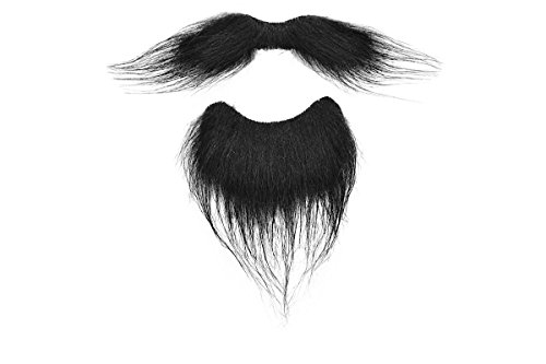 Retail Zone Black Beard Goatee & Moustache Facial Hair Set Victorian Gentleman