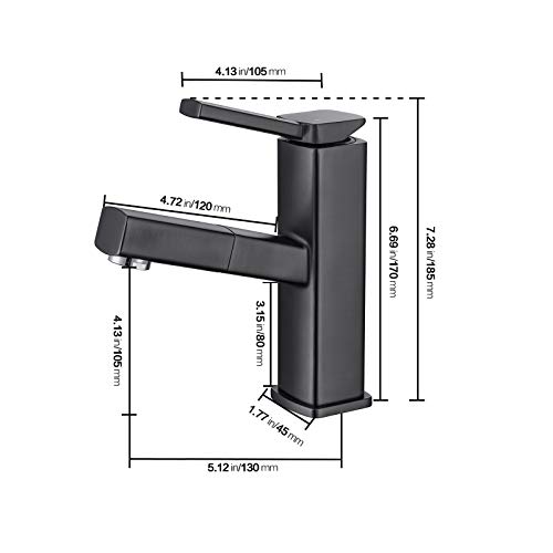 KAIYING Bathroom Sink Faucet with Pull Out Sprayer, Single Hole Utility