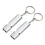 Safety Whistle with Keychain, HongFei Emergency Whistle Aluminum Alloy Double Tube Survival Whistle for Outdoor Hiking Camping