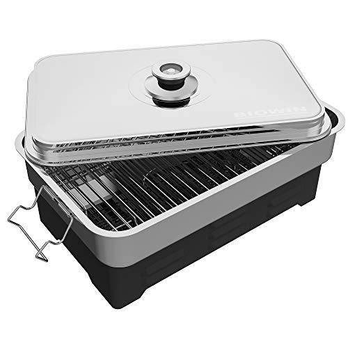 BROWIN® Edelstahl Tischräucher-Set mit Thermometer 330010 |inkl. Holzhackschnitzel | Tischräucherofen | Fisch & mehr Grillen und Räuchern | Camping-Zubehör – Bild 4