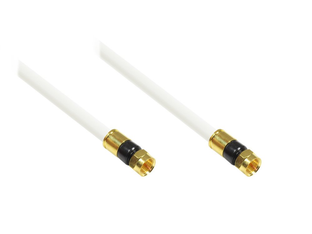 Good Connections SAT TV Antenna Cable F-Connector to F-Connector Gold-Plated 5-Way Shielded > 100 dB White 1.5 m