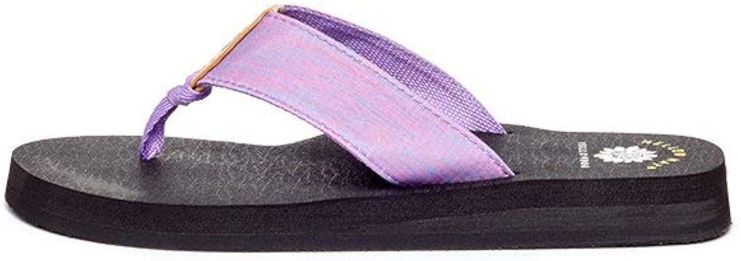 purple yellow box flip flops