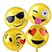 KUUQA Reusable Emoji Mylar Party Balloons Emoji Balloons Emoji Party Supplies, 16 Piece
