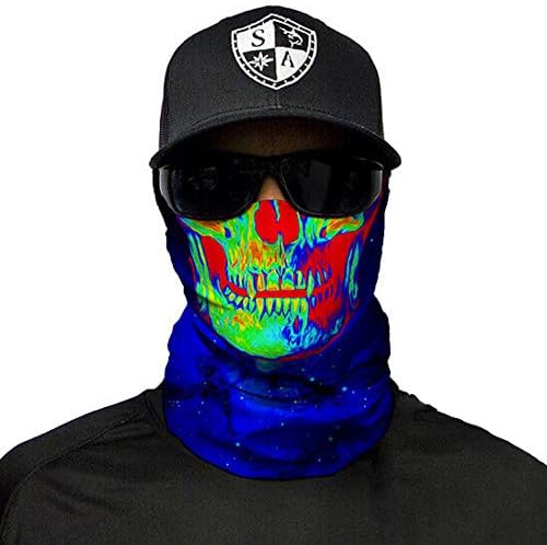 SA Company Face Shield Protect Wind, Dirt and Bugs. Keep Warm. Worn as a Balaclava, Neck Gaiter, Head Band, Doo RAG For Hunting, Fishing Running, Boating Cycling and Salt Lovers- Glactic Skull