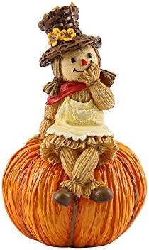 oamore Resin Pumpkin Statue imitation straw effect scarecrow Pumpkin Ornament (B)