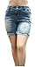 Jack David Womens Plus Size Short Stretch Distressed Ripped Blue Denim Jeans