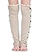 Dimore Plus Size Button Leg Warmers Boot Cuffs for Boots Knit Leg Warmers with Lace Crochet Biege
