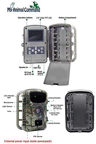 MyCommand Solar Trail Camera 16MP Animal Game Time Lapse Cam with Night Vision Motion Activated, IP66 Waterproof 1080p Spy Outdoor Deer & Wildlife Hunting. (16MP Camera and Solar Power Pack Bundle)