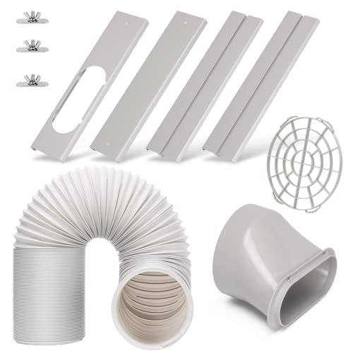 Kerykwan Portable Air Conditioner Window Door Kit with 5.9” Exhaust Hose Adjustable AC Vent Kit for Ducting Universal AC Seal Panel (Grey, Diameter-5.9")