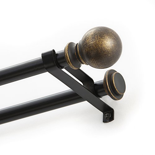 Kenney Ball End Double Window Curtain Rod, 66 to 120Inch, Oil Rubbed