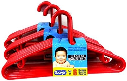 Tucker Plastic Tubular Kid Cloth Children Hanger (Red) Pack of 24
