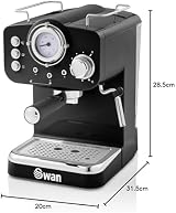 Swan Retro Espresso Coffee Machine SK22110BN with Milk Frother 1100W view 7