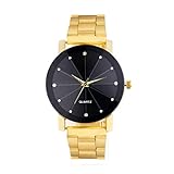 Hunputa Luxury Quartz Fashion Stainless Steel Dial Stainless Band Wrist Watch (Gold)