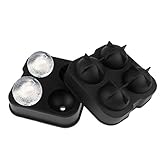 Silicone Ice Ball Maker Molds Set of 4 Ice Cube Bar Tray Round Ice Spheres 4 X 4.5cm Ball Capacity