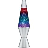 Lava Lite 2136 Tri-Colored Silver Glitter Lamp with Clear Liquid and Silver Base, 14.5", Multi Color