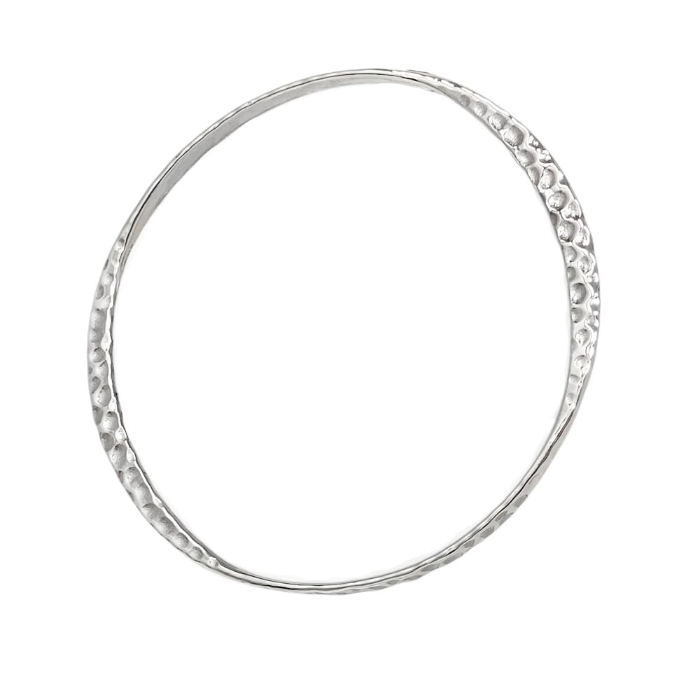 Treasure Bay 3mm Womens 925 Sterling Silver Hammered Bangle Bracelet